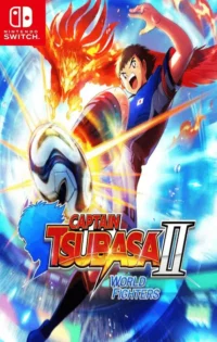 Official cover art for Captain Tsubasa 2 World Fighters Ultimate Edition displaying Tsubasa Ozora and teammates in iconic soccer poses on a vibrant stadium background