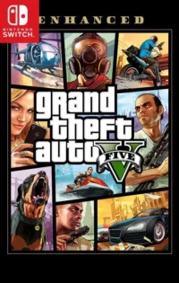 Official cover art for Grand Theft Auto V showing the protagonists Michael, Trevor, and Franklin against Los Santos cityscape